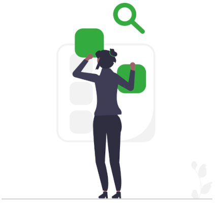 Pessoa buscando algo com uma lupa